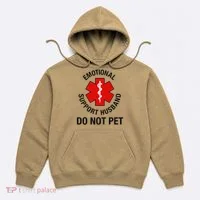 Funny Emotional Support Husband Do Not Pet Saying Hoodie thumb 0