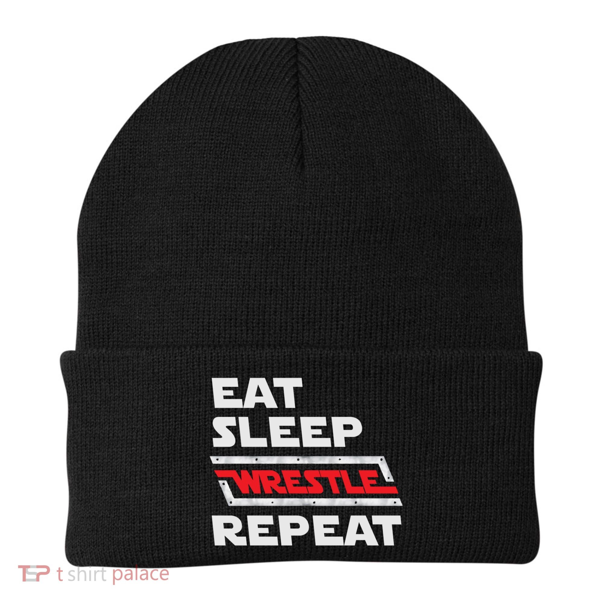Funny Eat Sleep Wrestle Repeat Wrestling Gift Gift Beanie
