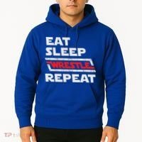 Funny Eat Sleep Wrestle Repeat Wrestling Gift Gift Hoodie thumb 2