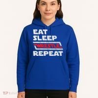 Funny Eat Sleep Wrestle Repeat Wrestling Gift Gift Hoodie thumb 5