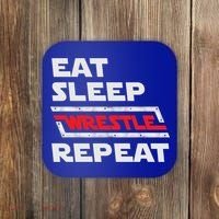 Funny Eat Sleep Wrestle Repeat Wrestling Gift Gift Coaster thumb 0