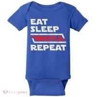 Funny Eat Sleep Wrestle Repeat Wrestling Gift Gift Baby Bodysuit thumb 0