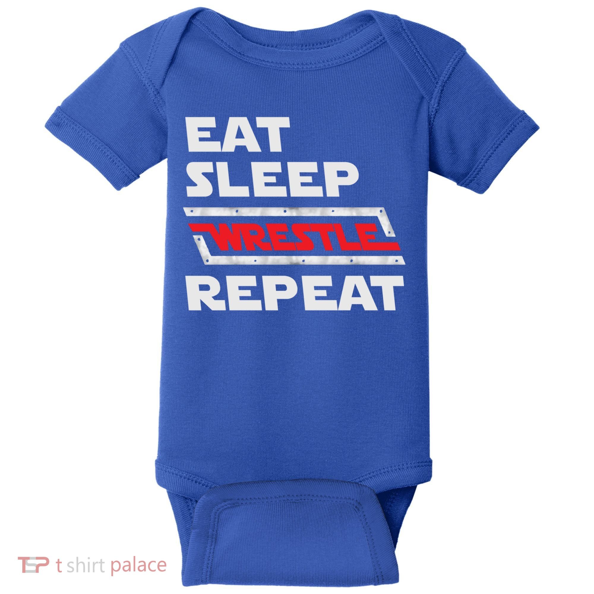 Funny Eat Sleep Wrestle Repeat Wrestling Gift Gift Baby Bodysuit