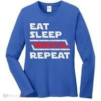 Funny Eat Sleep Wrestle Repeat Wrestling Gift Gift Women's Long Sleeve Shirt thumb 0