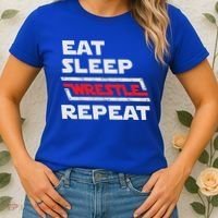 Funny Eat Sleep Wrestle Repeat Wrestling Gift Gift Women's T-Shirt thumb 2