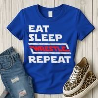 Funny Eat Sleep Wrestle Repeat Wrestling Gift Gift Women's T-Shirt thumb 3