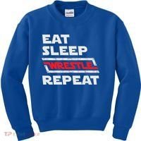 Funny Eat Sleep Wrestle Repeat Wrestling Gift Gift Kids Sweatshirt thumb 0