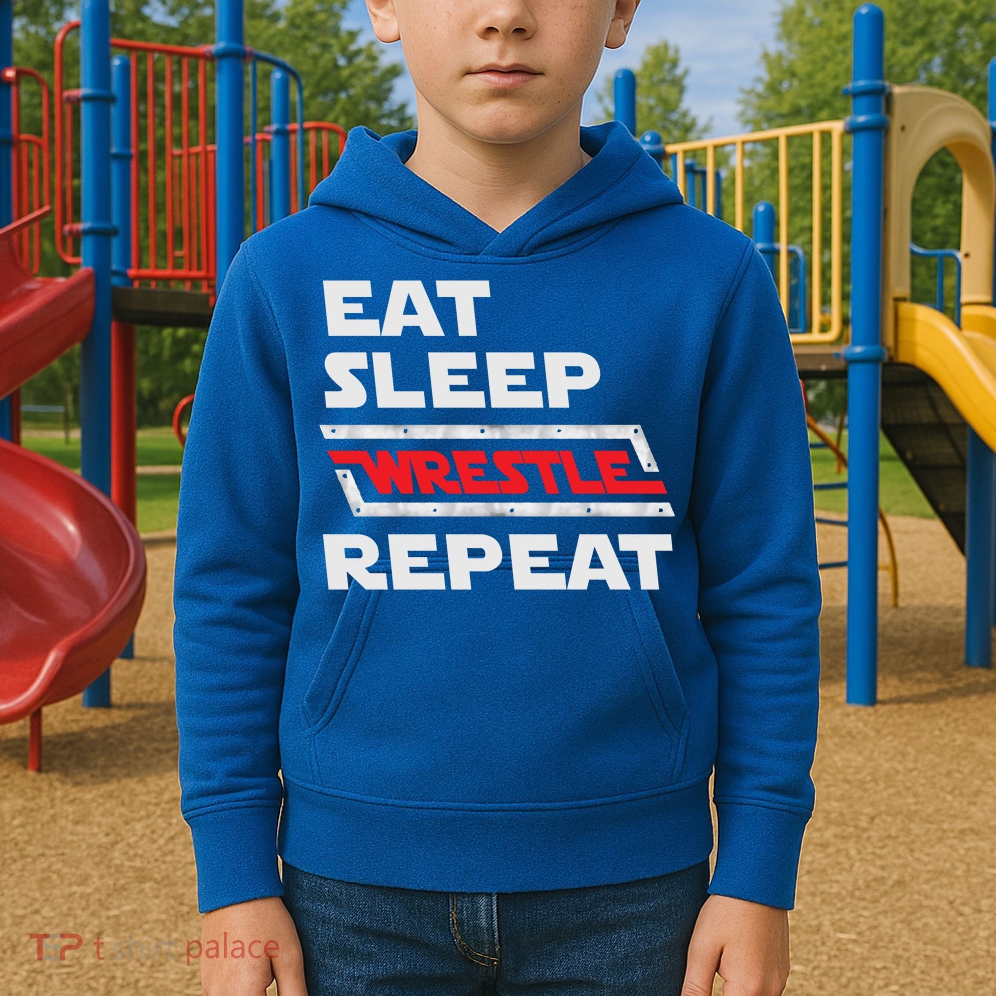Funny Eat Sleep Wrestle Repeat Wrestling Gift Gift Kids Hoodie