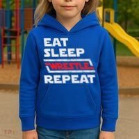 Funny Eat Sleep Wrestle Repeat Wrestling Gift Gift Kids Hoodie thumb 3
