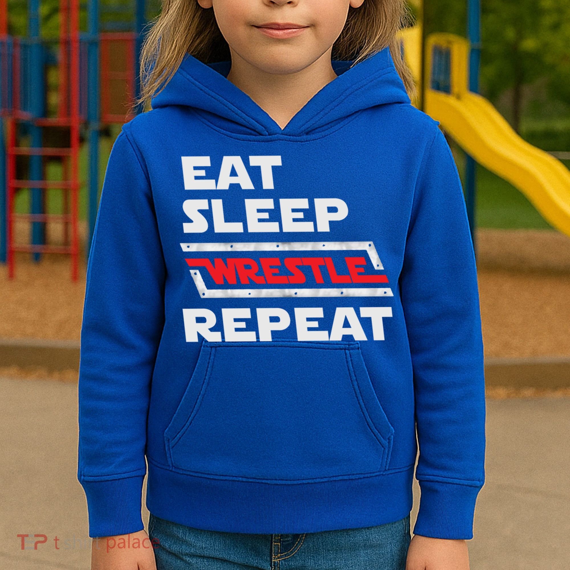 Funny Eat Sleep Wrestle Repeat Wrestling Gift Gift Kids Hoodie