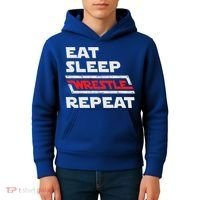 Funny Eat Sleep Wrestle Repeat Wrestling Gift Gift Kids Hoodie thumb 4