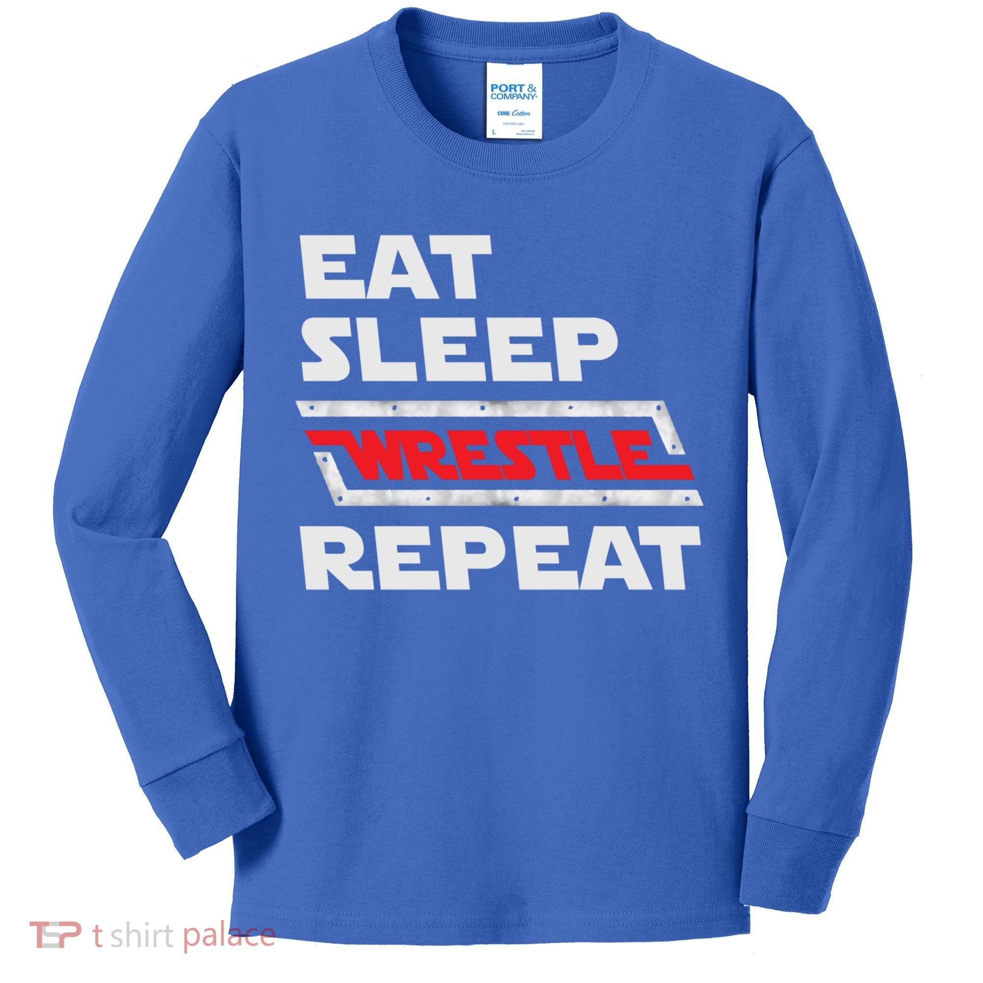 Funny Eat Sleep Wrestle Repeat Wrestling Gift Gift Kids Long Sleeve Shirt