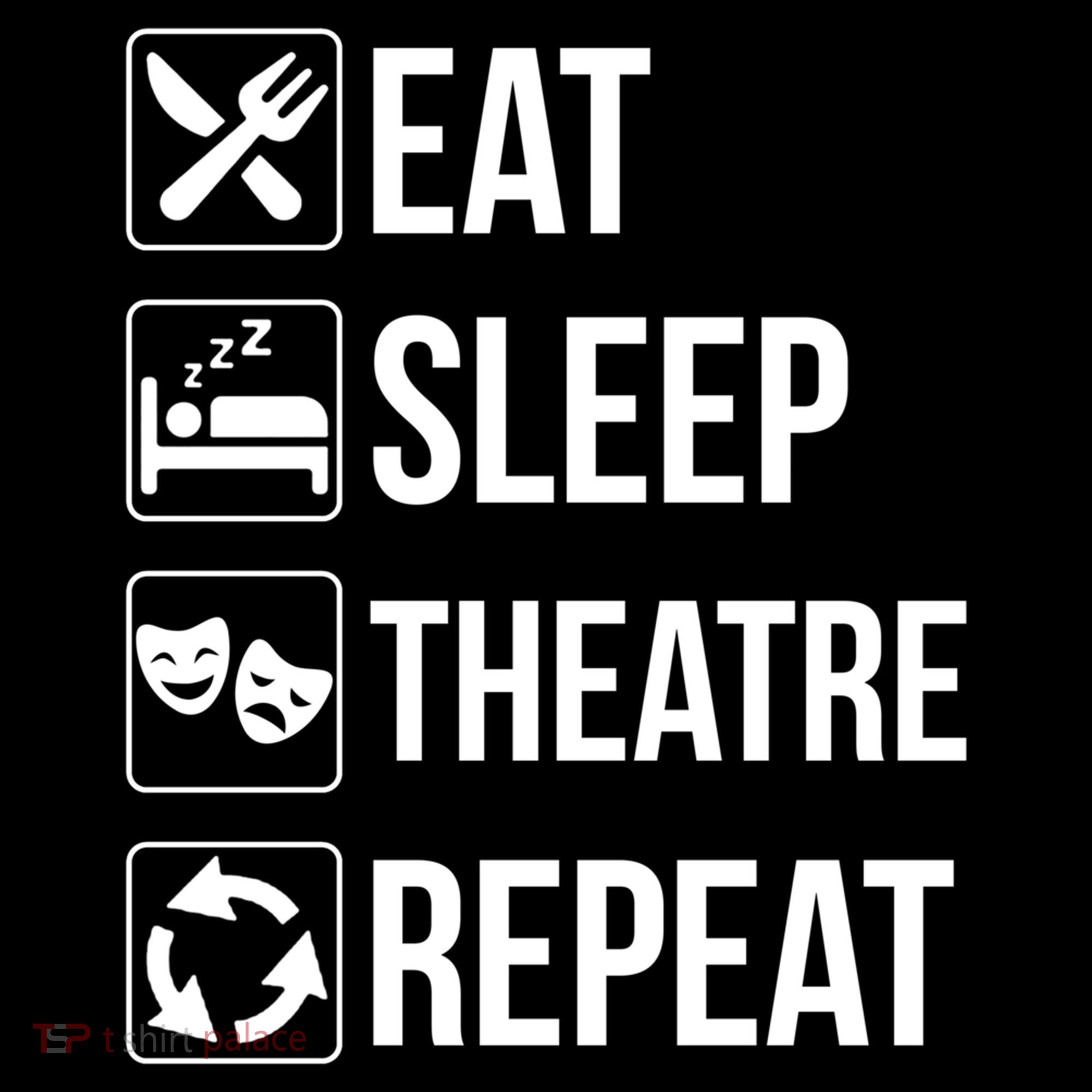 Funny Eat Sleep Theatre Repeat Gift USA-Made Doggie Bandana
