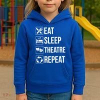 Funny Eat Sleep Theatre Repeat Gift Kids Hoodie thumb 3