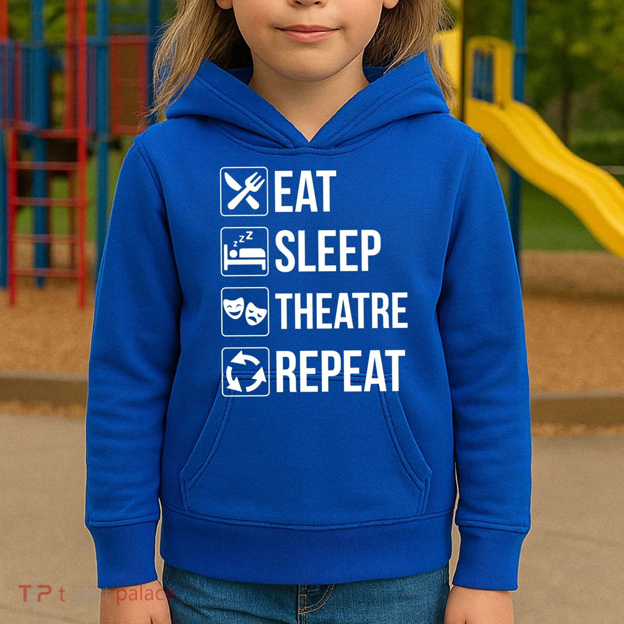 Funny Eat Sleep Theatre Repeat Gift Kids Hoodie