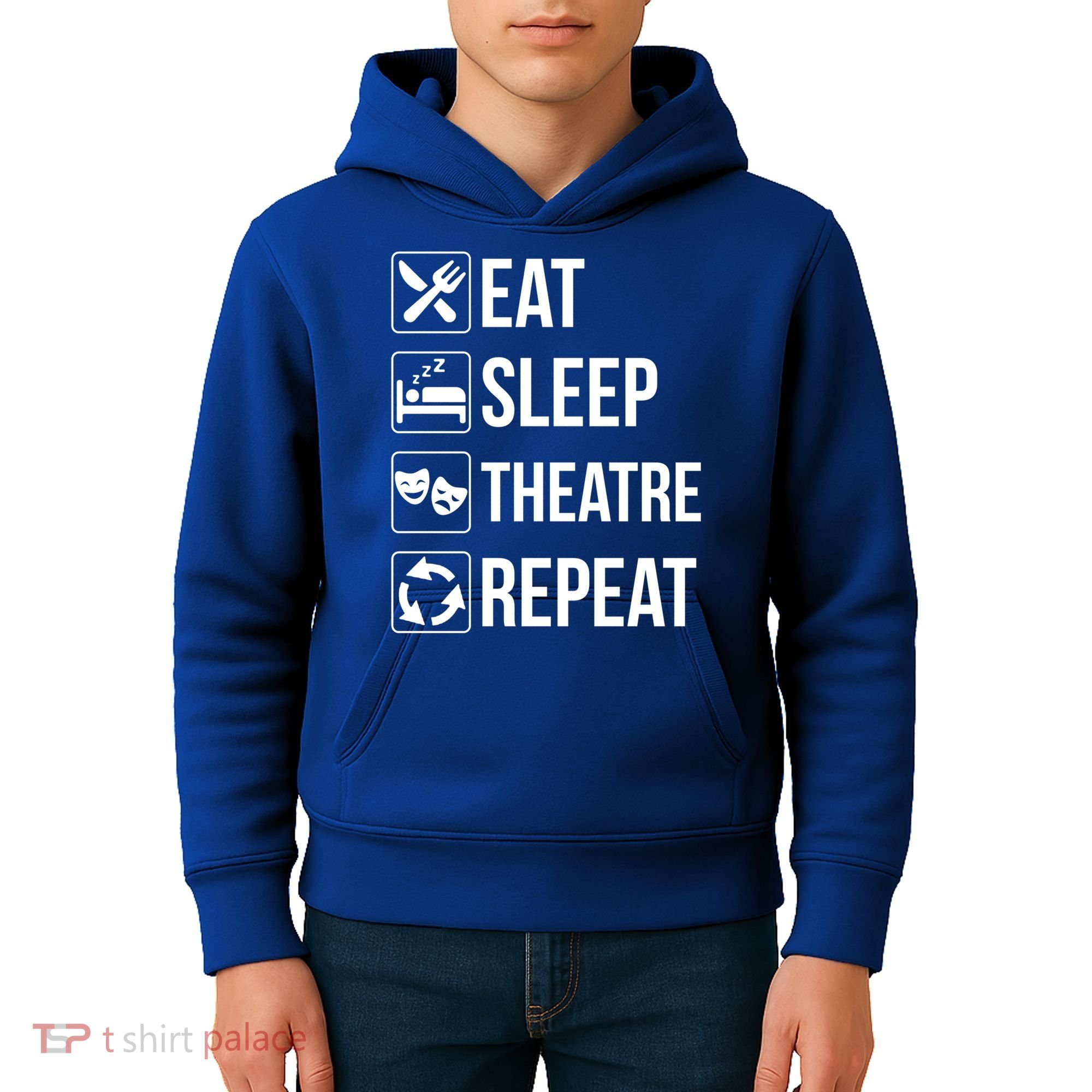 Funny Eat Sleep Theatre Repeat Gift Kids Hoodie