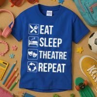 Funny Eat Sleep Theatre Repeat Gift Kids T-Shirt thumb 3