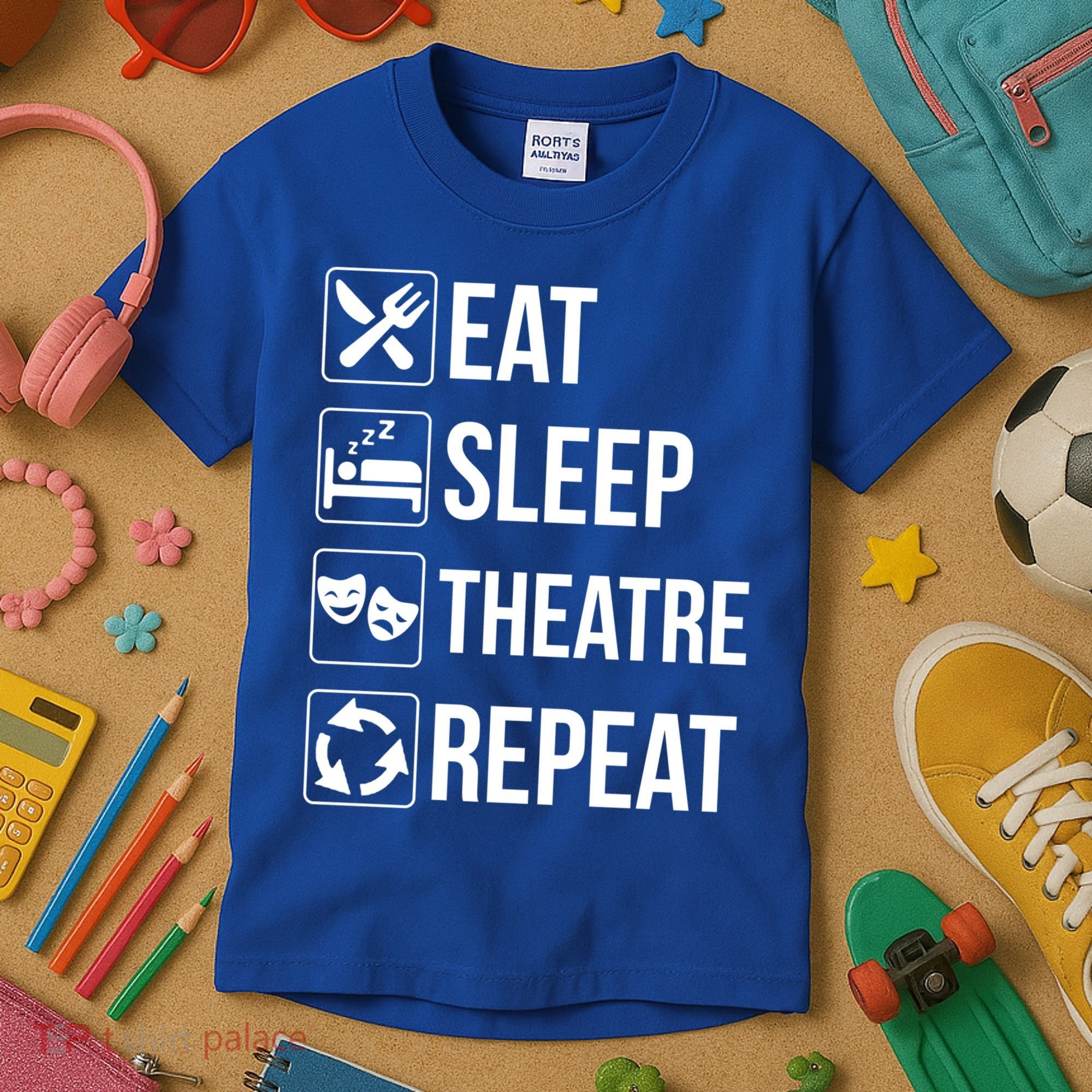 Funny Eat Sleep Theatre Repeat Gift Kids T-Shirt