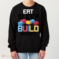 Funny Eat Sleep Build Gift Men Women Cool Blocks Building Women's Sweatshirt thumb 0