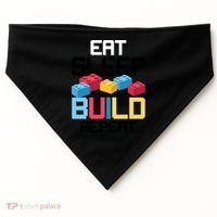 Funny Eat Sleep Build Gift Men Women Cool Blocks Building USA-Made Doggie Bandana thumb 0