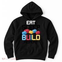 Funny Eat Sleep Build Gift Men Women Cool Blocks Building Hoodie thumb 0