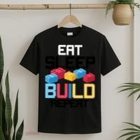 Funny Eat Sleep Build Gift Men Women Cool Blocks Building T-Shirt thumb 2