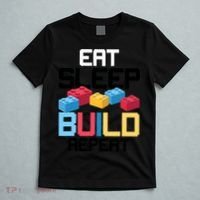 Funny Eat Sleep Build Gift Men Women Cool Blocks Building T-Shirt thumb 5