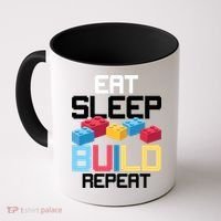 Funny Eat Sleep Build Gift Men Women Cool Blocks Building Coffee Mug thumb 0