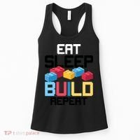 Funny Eat Sleep Build Gift Men Women Cool Blocks Building Women's Tank Top thumb 0