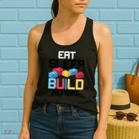 Funny Eat Sleep Build Gift Men Women Cool Blocks Building Women's Tank Top thumb 2