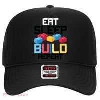 Funny Eat Sleep Build Gift Men Women Cool Blocks Building Hat thumb 0