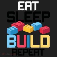 Funny Eat Sleep Build Gift Men Women Cool Blocks Building Hat thumb 2