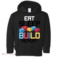 Funny Eat Sleep Build Gift Men Women Cool Blocks Building Toddler Hoodie thumb 0