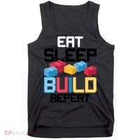 Funny Eat Sleep Build Gift Men Women Cool Blocks Building Tank Top thumb 0