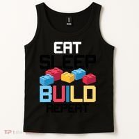 Funny Eat Sleep Build Gift Men Women Cool Blocks Building Tank Top thumb 2