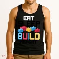 Funny Eat Sleep Build Gift Men Women Cool Blocks Building Tank Top thumb 3