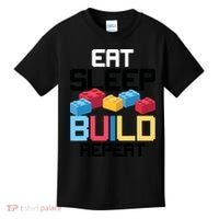 Funny Eat Sleep Build Gift Men Women Cool Blocks Building Kids T-Shirt thumb 0