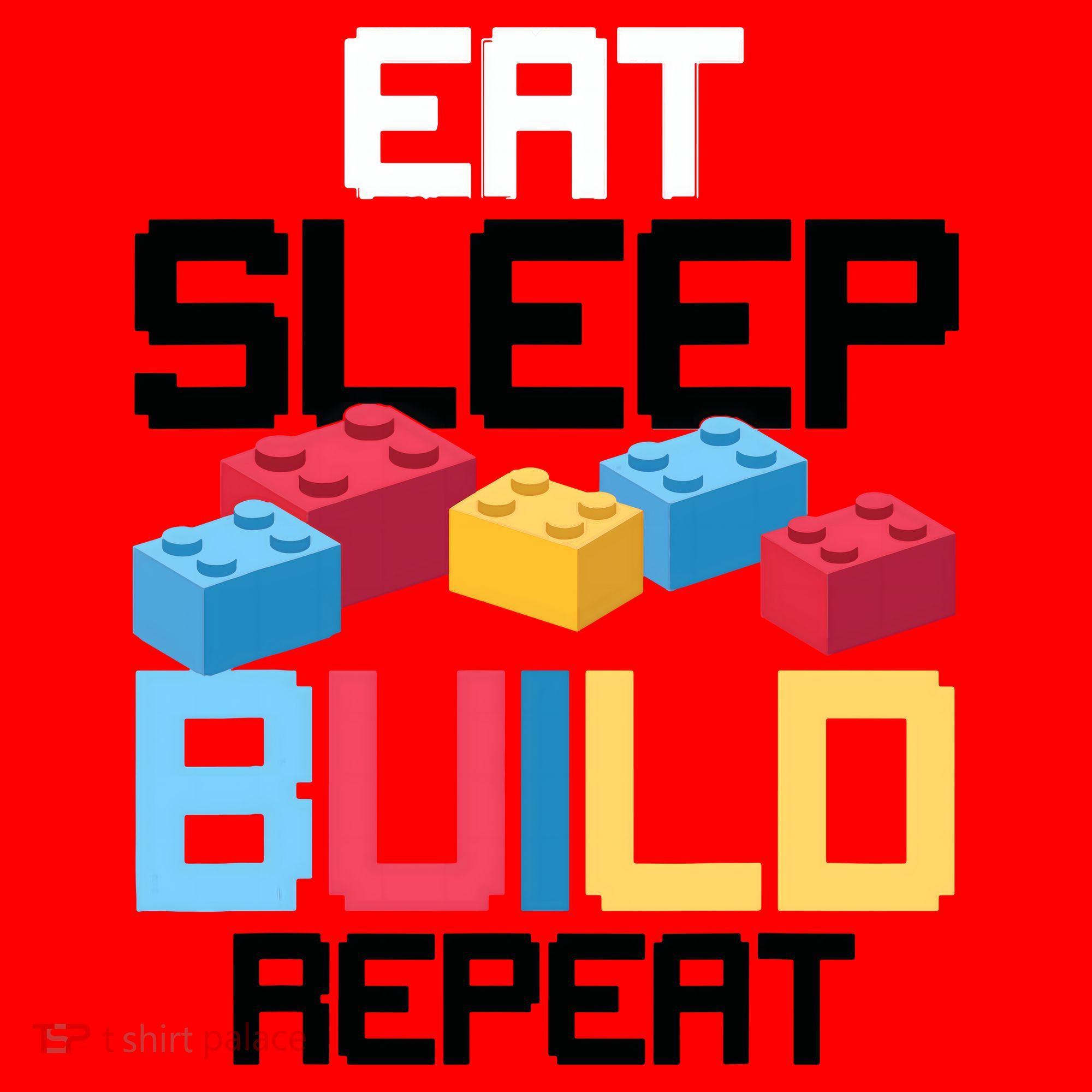 Funny Eat Sleep Build Gift Men Women Cool Blocks Building Santa Hat