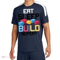 Funny Eat Sleep Build Gift Men Women Cool Blocks Building Sport-Tek Competitor United Soccer Jersey thumb 0