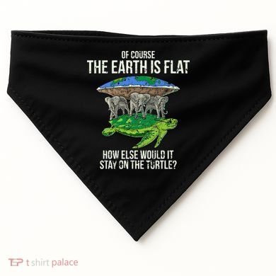 Flat Earth Society Turtle Elephants  Gift USA-Made Doggie Bandana