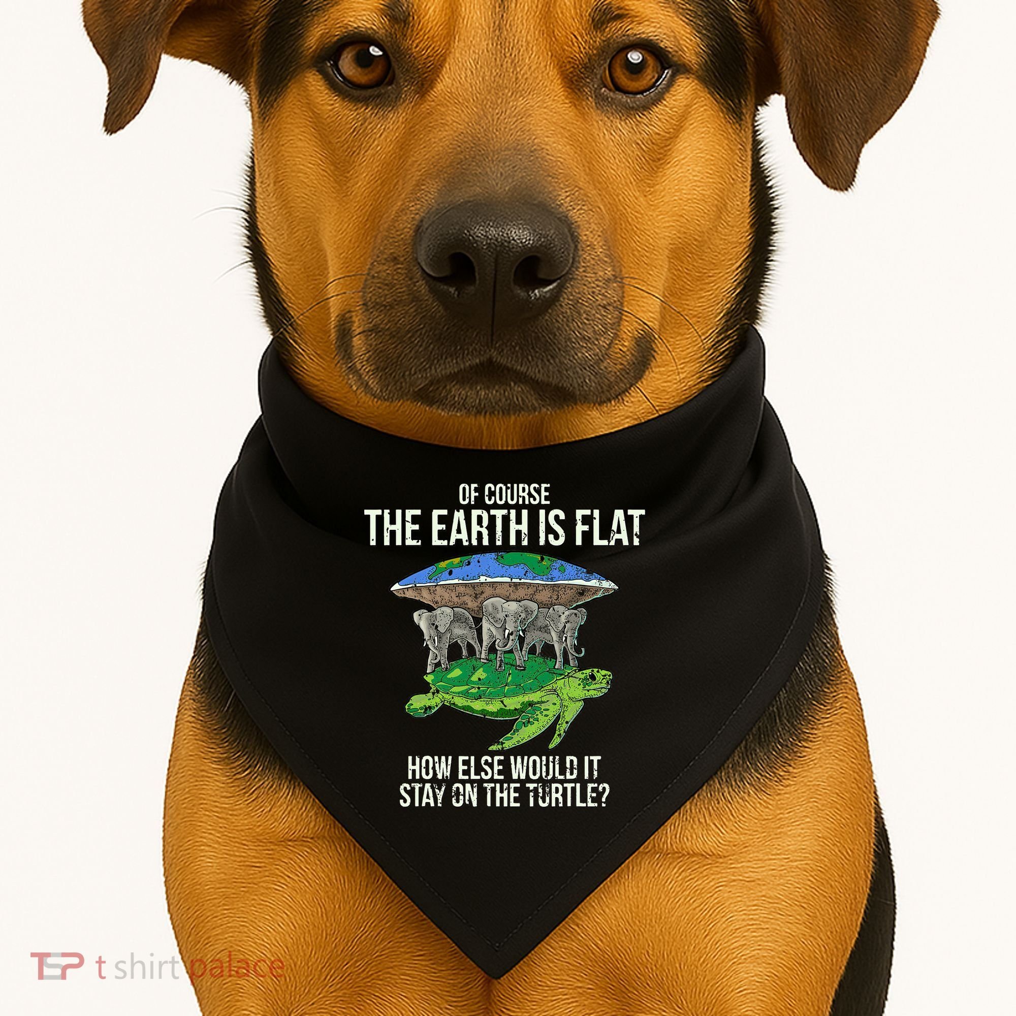 Flat Earth Society Turtle Elephants  Gift USA-Made Doggie Bandana