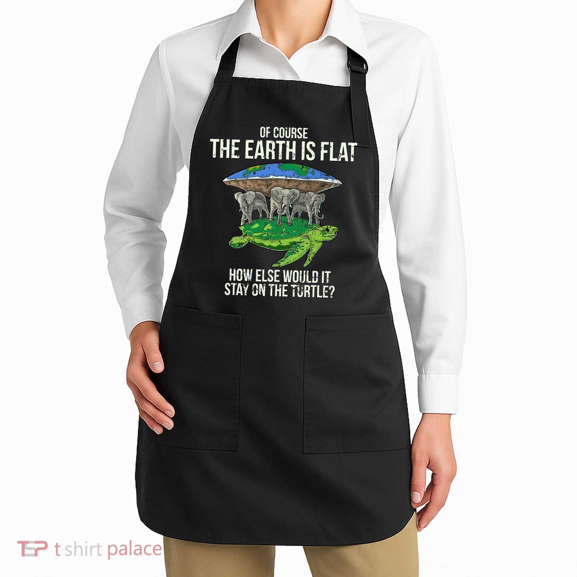 Flat Earth Society Turtle Elephants  Gift Apron