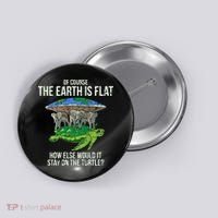 Flat Earth Society Turtle Elephants  Gift Button thumb 0