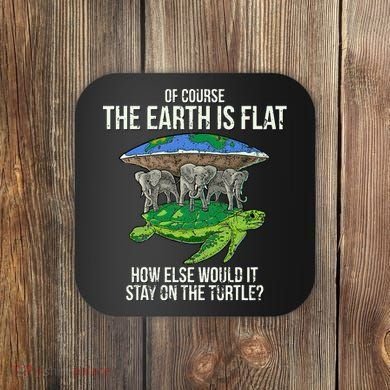 Flat Earth Society Turtle Elephants  Gift Coaster