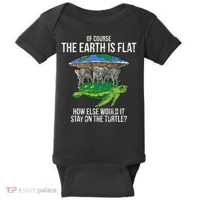 Flat Earth Society Turtle Elephants  Gift Baby Bodysuit