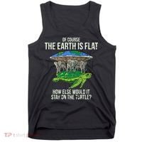 Flat Earth Society Turtle Elephants  Gift Tank Top thumb 0