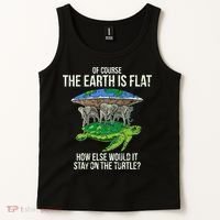 Flat Earth Society Turtle Elephants  Gift Tank Top thumb 2