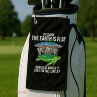 Flat Earth Society Turtle Elephants  Gift Golf Towel thumb 2