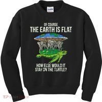 Flat Earth Society Turtle Elephants  Gift Kids Sweatshirt thumb 0