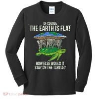 Flat Earth Society Turtle Elephants  Gift Kids Long Sleeve Shirt thumb 0